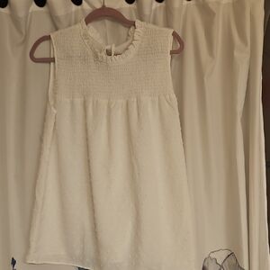 Sleeveless White Textured Top